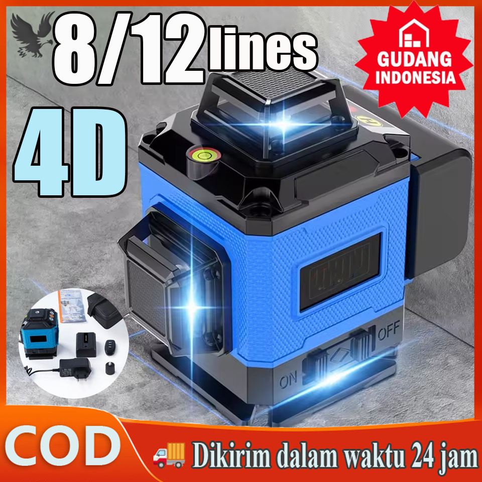 Laser Level 4D 360 RotariBangunan Waterpass laser multifungsi Laser tingkat semangat 8/12 lines alat