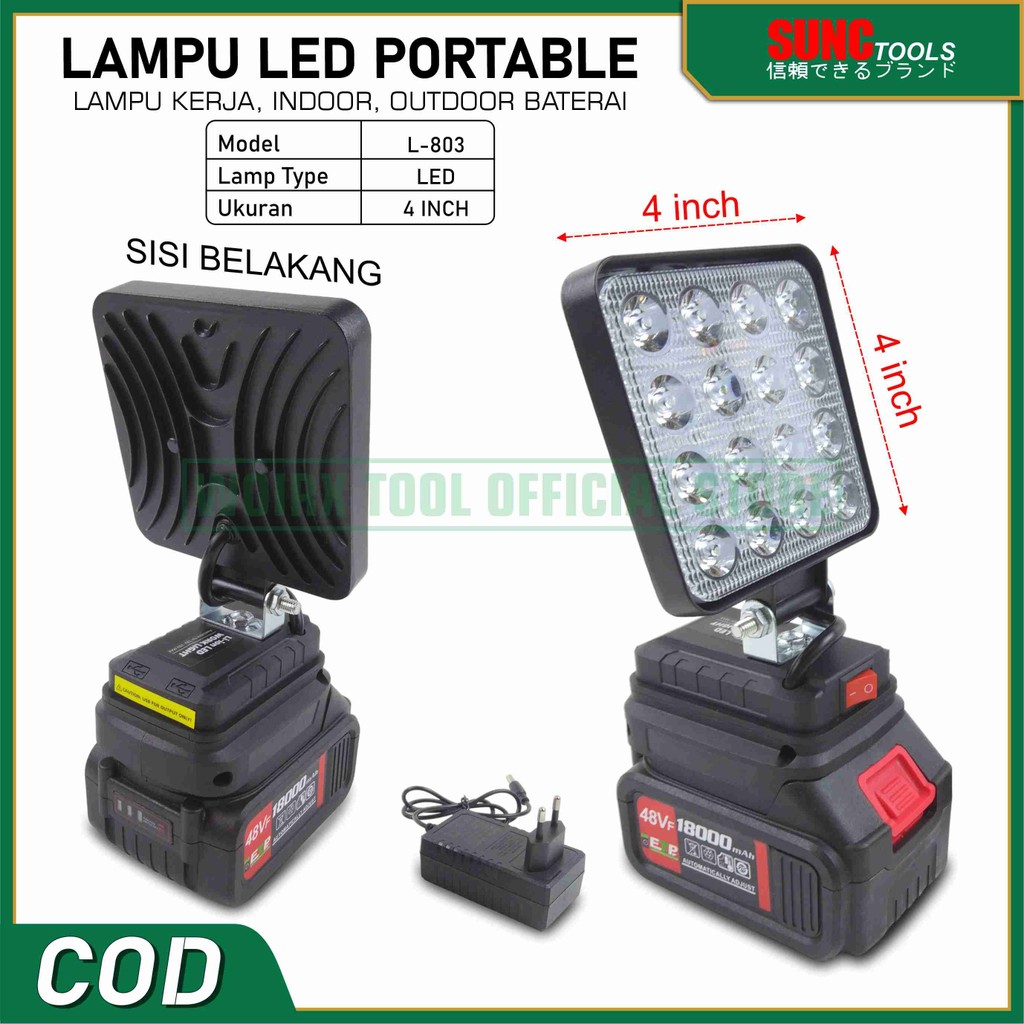 Lampu LED Portable Baterai Power Tools LXT SUNC TOOLS