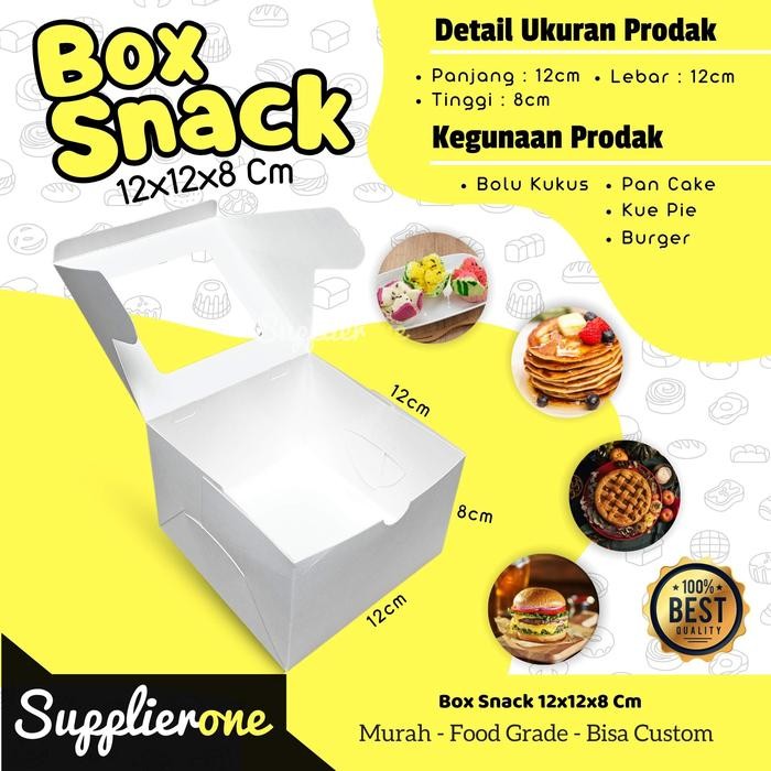 Box 12x12x8 Ivory 25 Pcs / Box Snack / Dus Mini Cake / Dus Korean Cake / Dus Chiffon /  Box Pancake 