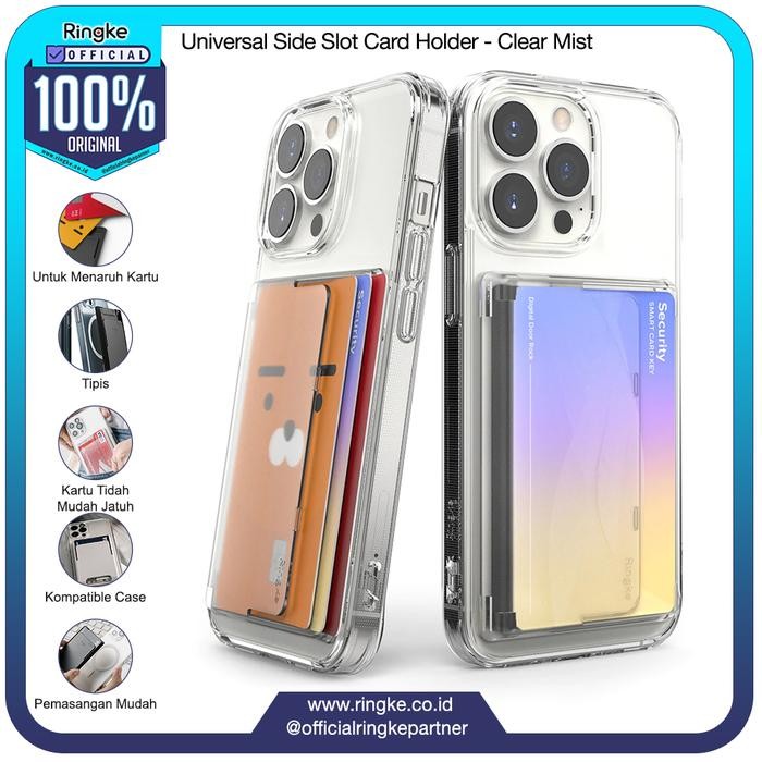 

Ringke Side Slot Card Holder Tempat 3 kartu Masuk Keluar Sisi Samping - Clear Mist