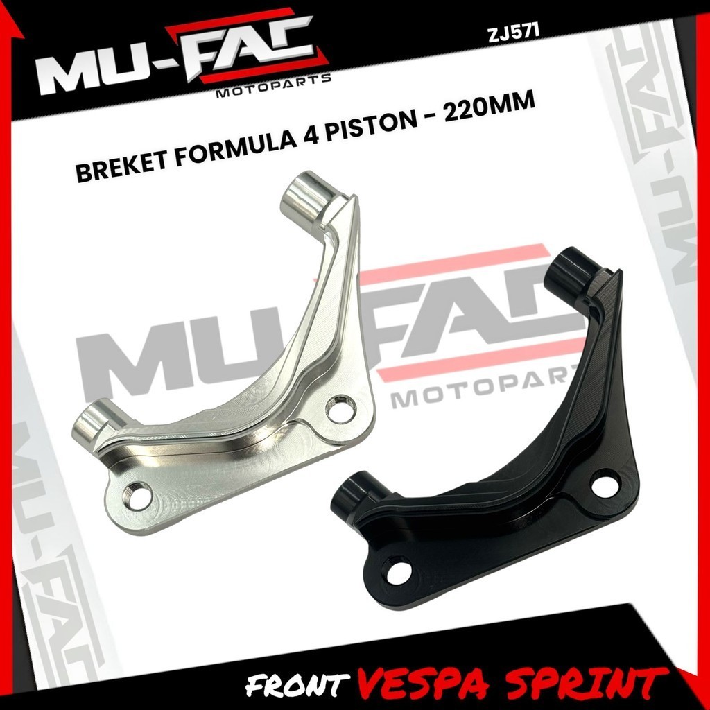 BM Breket Kaliper Formula 4 Piston MUFAC Motor Vespa Sprint Iget Ukuran 220mm FULL ALUMINIUM CNC