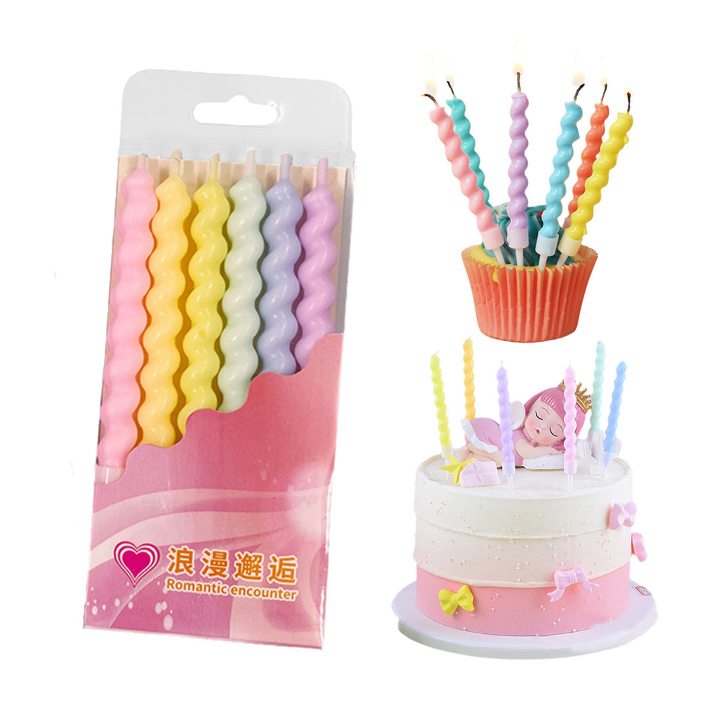 lilin ulang tahun Lilin kue ulang tahun anak-anak, lilin benang macaron dengan sentuhan kreatif, mem