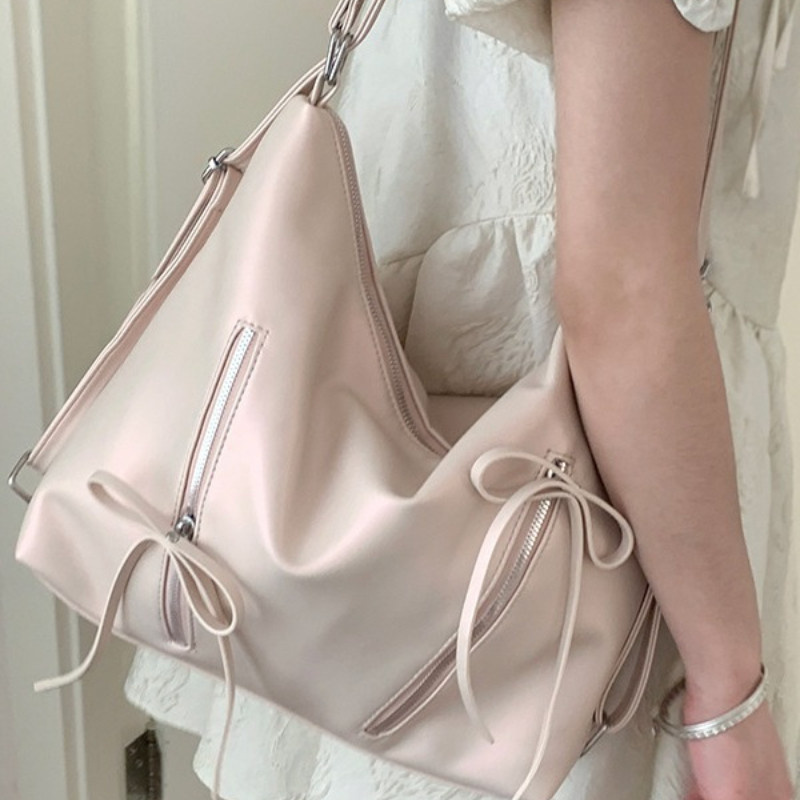 Tas Punggung Wanita PU Dengan Hiasan Pita Tas Tote Santai Berkapasitas Besar  Tas Selempang Dan Tas 