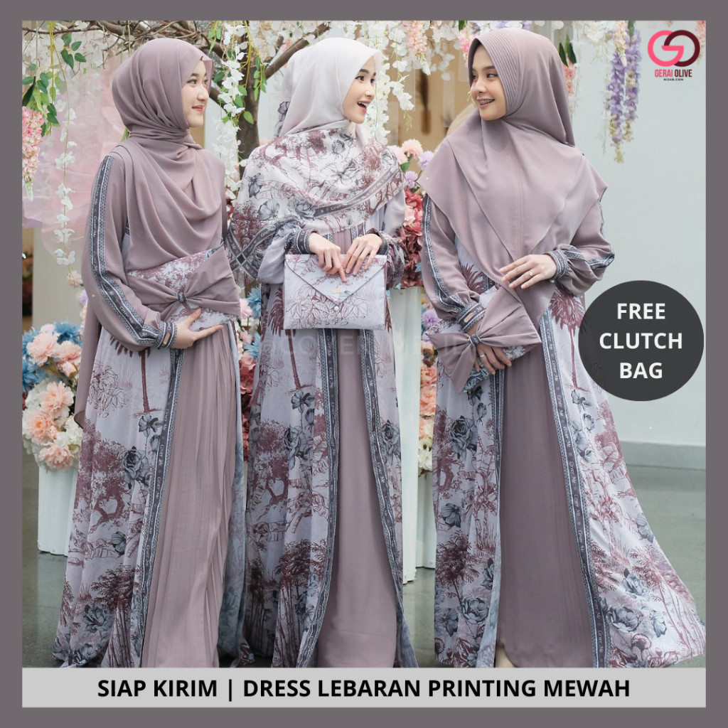 Lady D Cover Me Dress Printing Ceruty Mewah FREE Tas Cantik (Clutch Bag) By Cover Me