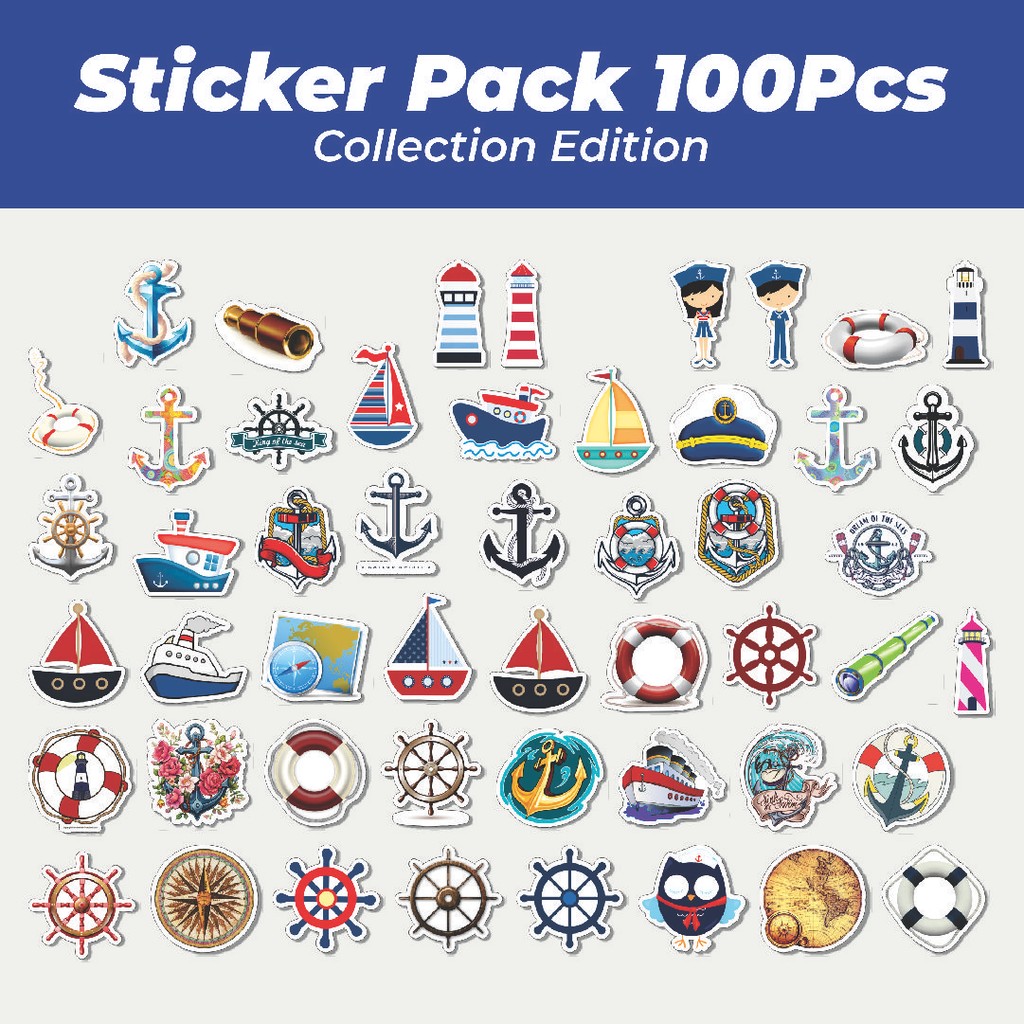 

Hot Stiker Nautical Art Ocean Expeditions Series [Seri Ekspedisi Laut Seni Bahari] Lucu Anti Air Stikers Berperekat Waterproof Sticker Decal Buat Motor Helm Buku Journal Koper Casing HP Laptop Botol Minum