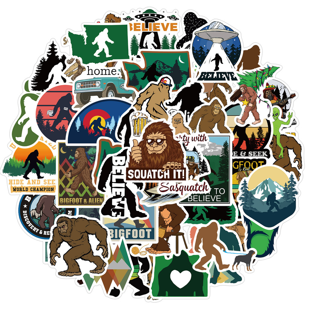 

50Pcs Bigfoot Outdoor Nature Vinyls Stickers Sasquatch DIY Stickers Scrapbooking Phone Luggage Decorative Waterproof Decals