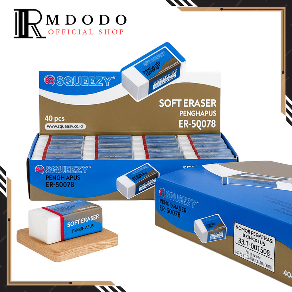 

Rmdodo - Penghapus Pensil [1 Pack - 20 Pcs] / Hapusan Squeezy Kecil Warna Putih ER-SQ07B