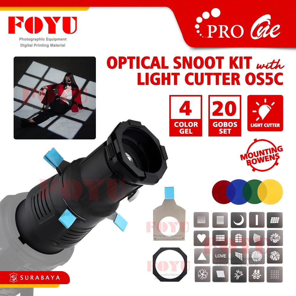 Optical Snoot Kit With Light Cutter Pemotong Cahaya Projector Proyektor Bentuk Self Studio Gobos Gob