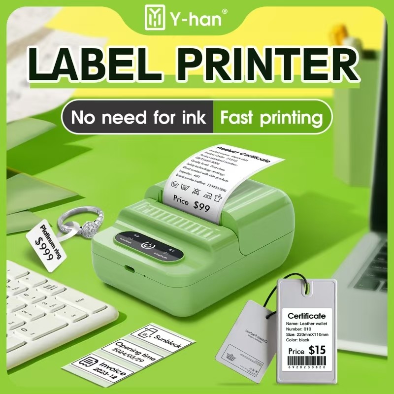 

Yhan T200 portable thermal printer wireless sticker printer with selfadhesive labels 20mm-50mm label maker for Barcode Clothing