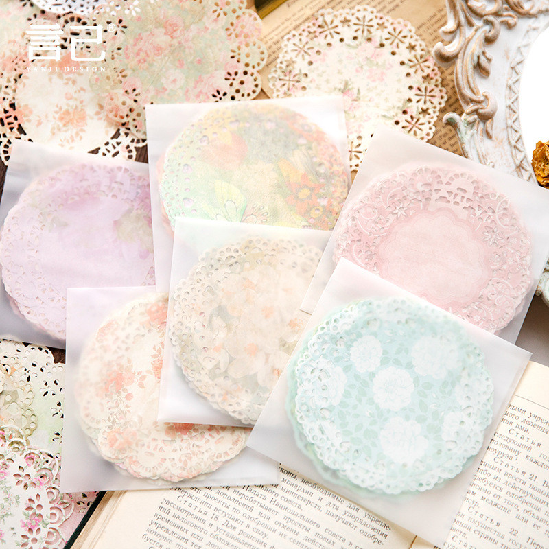 

20 pcs Round Lace material paper for Decorative Diary Scrapbooking Background paper handmade DIY Junk Journal Supplies