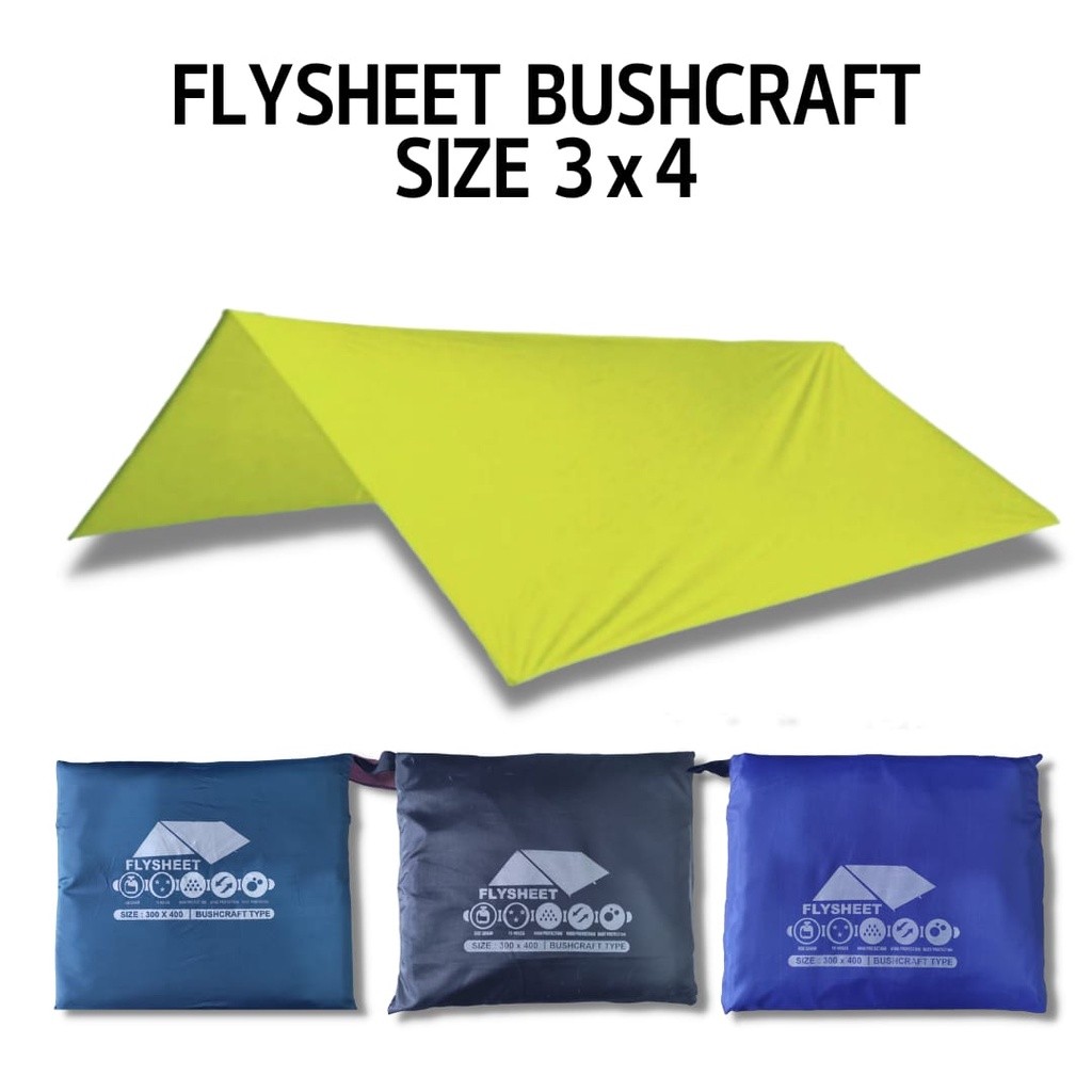Flysheet 3×4 buscraft bivak set 4x3 tenda Fly sheet tutup atap tenda / fly sheet 3x4 waterproof/Terb