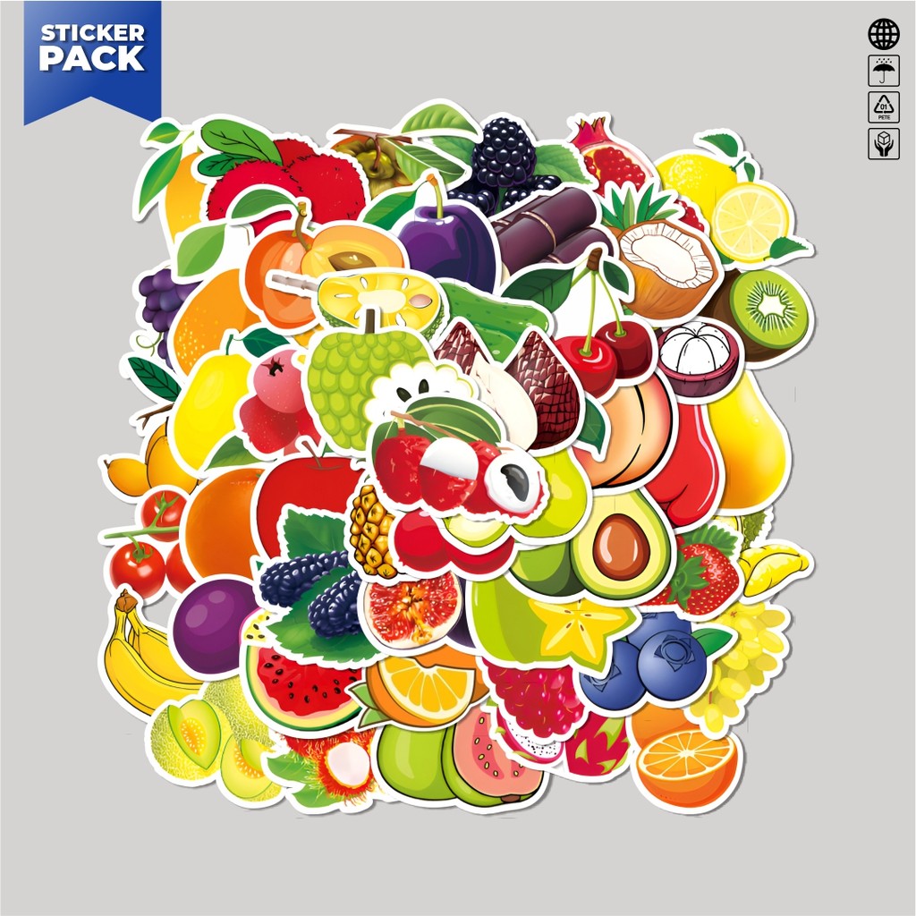 

[100PCS]Stiker Pack Stiker Mix Fruits [Campuran Buah] Aesthetic Vinyl Anti Air Dekorasi Sticker Laptop Buku Journal Koper Helm Casing HP Gitar Helm Skateboard