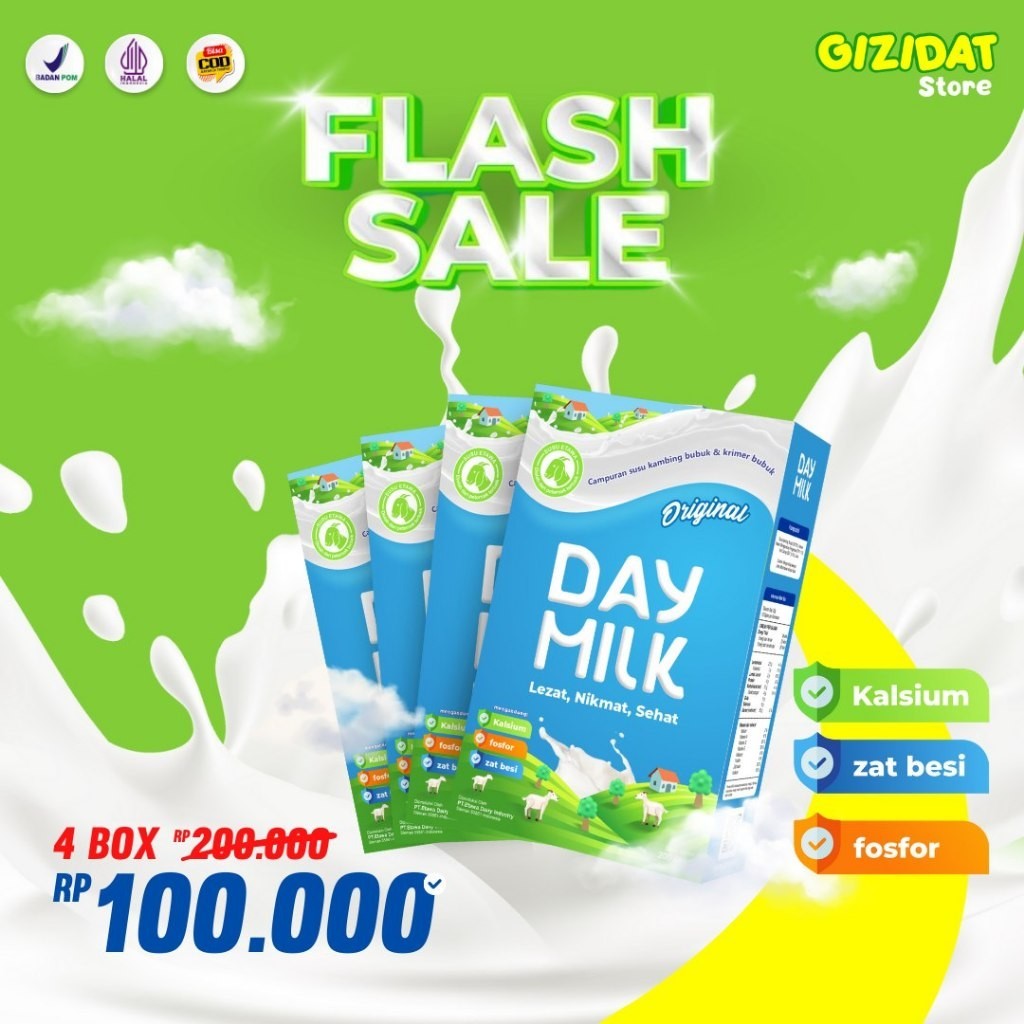 

PAKET HEMAT! Susu Kambing Daymilk Asli 4 Box | Day Milk Susu Kambing Etawa Original | Atasi Asam Lambung | Nyeri Sendi | Gangguan Pernafasan | Netto 200 gram | Halal | BPOM