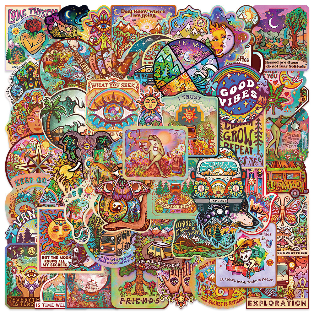 

10/50PCS Hippie Style Vintage Outdoor Camping Graffiti Stickers Hiking Travel Luggage Phone Water Bottle Skateboard Car Sticker