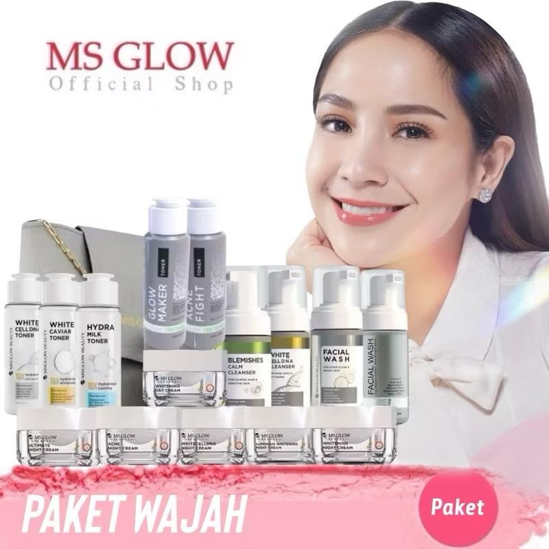 MS GLOW BEAUTY - PAKET WAJAH NEW SERIES PACKAGE SATUAN DAY NIGHT CREAM DAN PAKET LAMA FREE DTE MINI