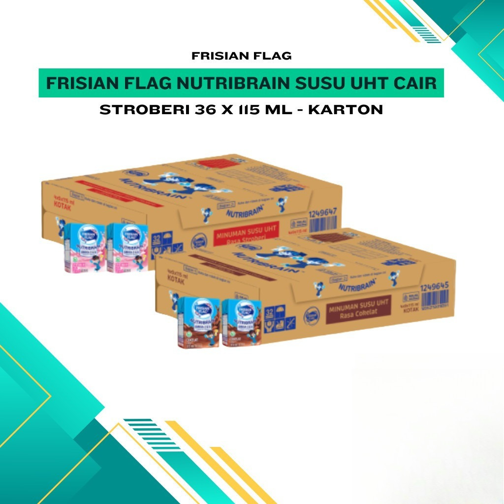 Susu Frisian Flag Susu UHT Nutribrain Susu Kotak Cair Isi 1 Dus Coklat Stoberi Anak Sehat