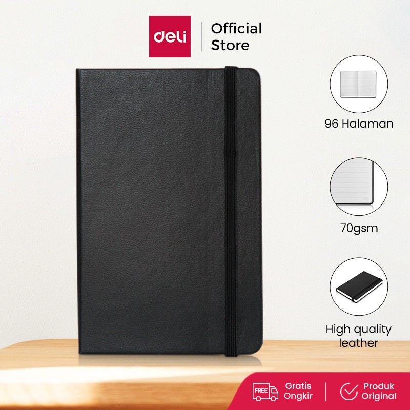 

Deli Notebook Buku Catatan 56K 96 Lembar Warna Hitam Merah High Quality 3314
