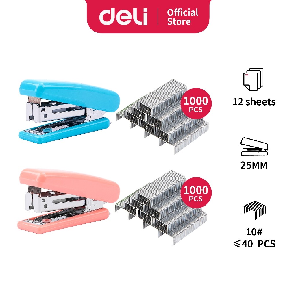 

Deli Stapler Sekolah Mini 10 dengan staples 4 Warna E0254