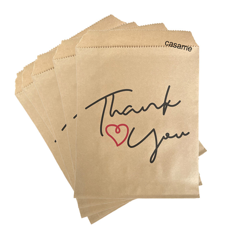 

50PCS 13x18cm "Thank You" Paper Gift Bags – Kraft Favor Bags for Weddings, Small Treat Bags for Candy,