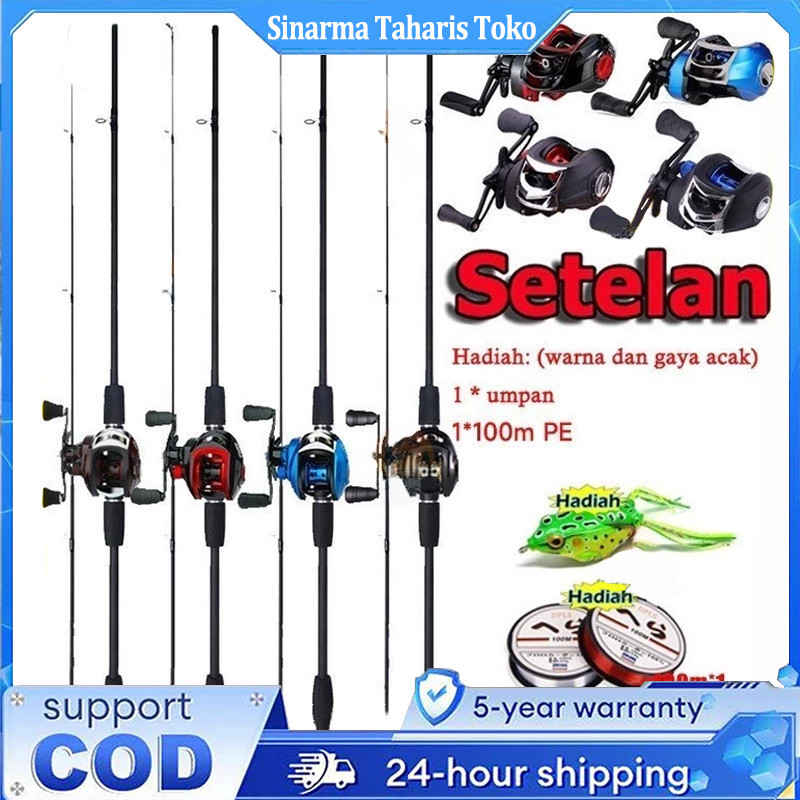 [#Beli 1 dapat 5#] Joran set lengkap 1.65-2.4m serat karbon joran pancing and Casting Reel Fishing S