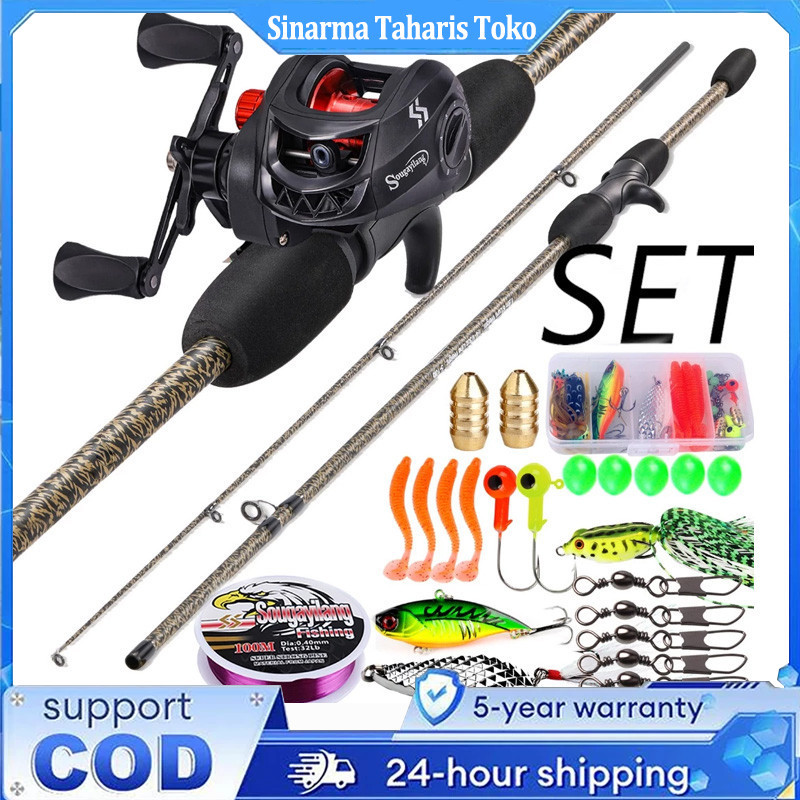 【COD】DAIWA joran set lengkap 1.65-2.7m serat karbon joran pancing and Casting Reel Fishing Set Acces