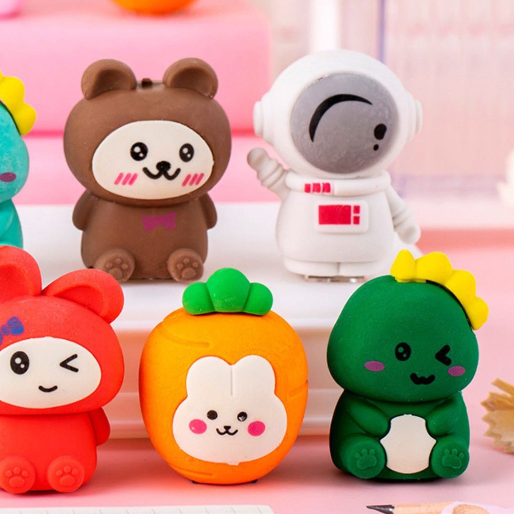 

TERMURAH! PENGSERUT PENSIL SEKALIGUS PENGHAPUS MOTIF ANIMAL CARTOON KAWAII CUTE FREE BOX