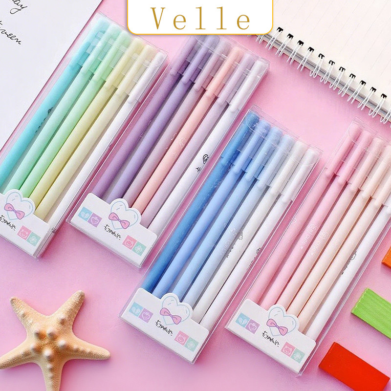

VELLE Pulpen Set/ Pulpen warna warni cantik/ Pulpen Netral 0.5MM / Pulpen Tabung Jarum Warna Hitam / Pena