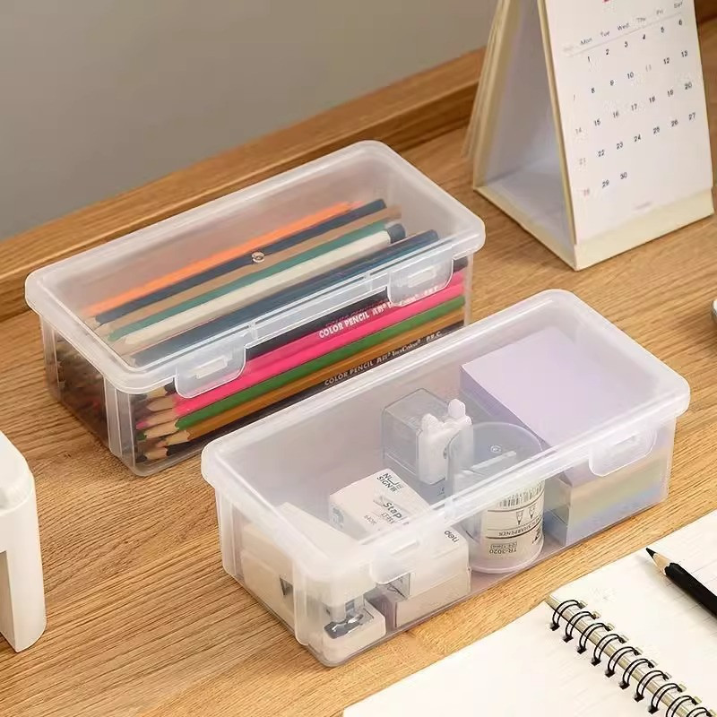 

1-10 PCS Pencil Case Large-capacity Transparent Storage Box Colored Lead Children's Drawing Crayon Desktop Storage Box