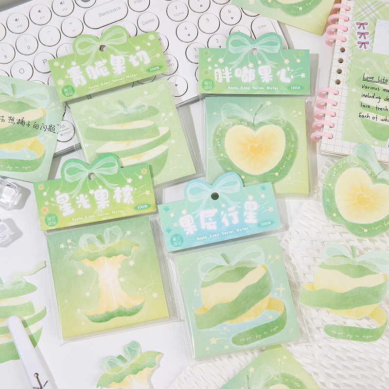 

200Sheets Green Apple Series Sticky Notes Fresh Green Message Notes Self Sticky Paper Home Office School Supplies