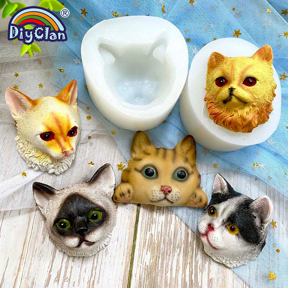 

Cat Face Silicone Molds Fondant Cake Chocolate Mousse Decoration Mold Soap Resin Clays Moulds DIY Handmade Kitchen Baking Tools