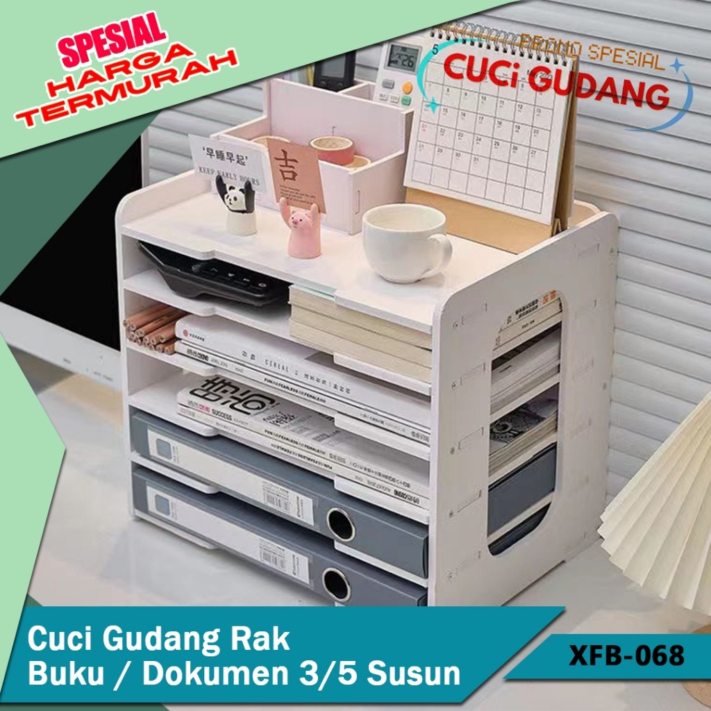 

CUCI GUDANG Rak Organizer Document Rack Office Organizer Rak 3 & 5 Susun Pengatur Meja Multi-bagian Menyimpan File Kantor Rak Buku Serbaguna Rak Buku Serbaguna