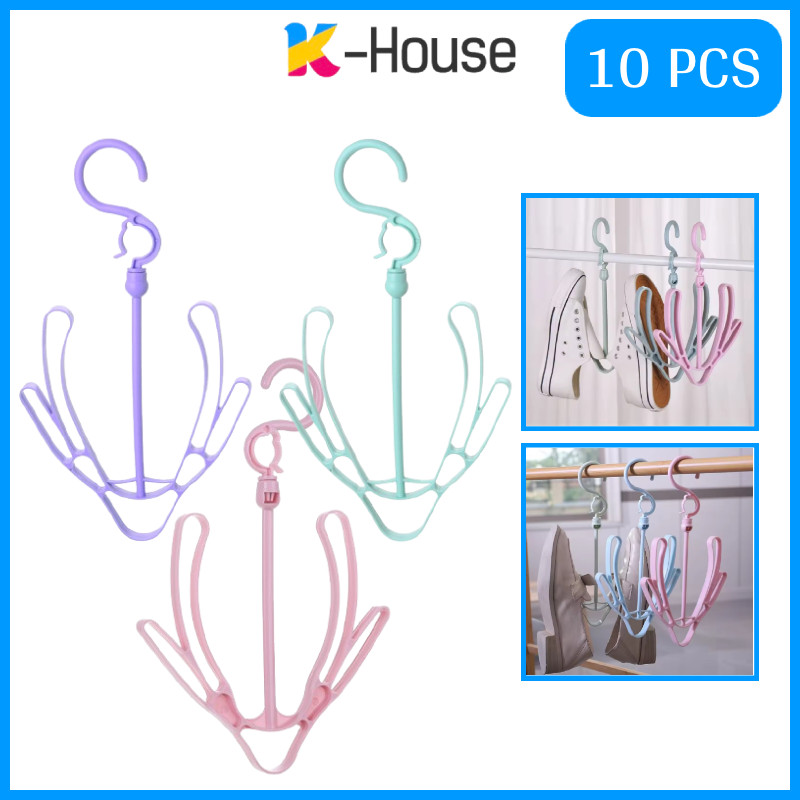 KH - [BUN] Hanger Sandal & Sepatu Plastik Isi 10 Pcs | Rak Gantungan Sandal Dan Sepatu Plastik | Gan