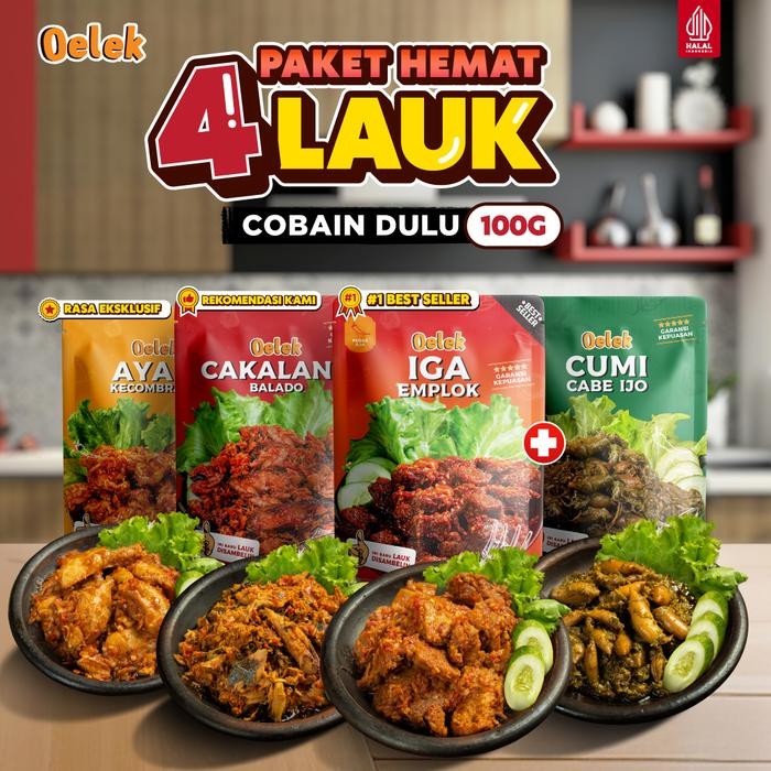

[TERLARIS] Oelek Paket Lengkap Cobain Dulu Semua Varian Ukuran Kecil / Makanan Kaleng / Lauk Siap Saji Ayam Cumi Cakalang Iga - Cumi Cabe Ijo[TERLARIS ]