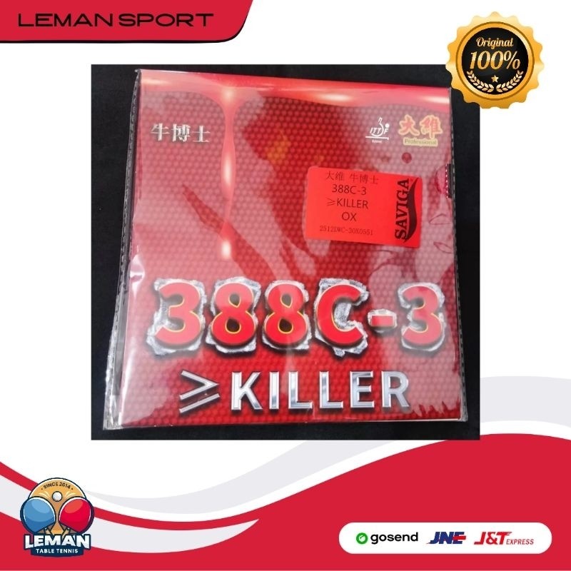 Karet Bintik Dawei 388C-3 OX / Karet Bintik Pingpong Tenis Meja