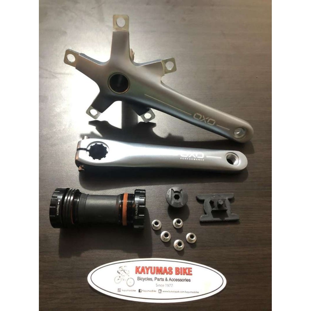 CRANK ARM SET OXO HOLLOWTECH II HT2 BCD 130 TITANIUM SEPEDA LIPAT