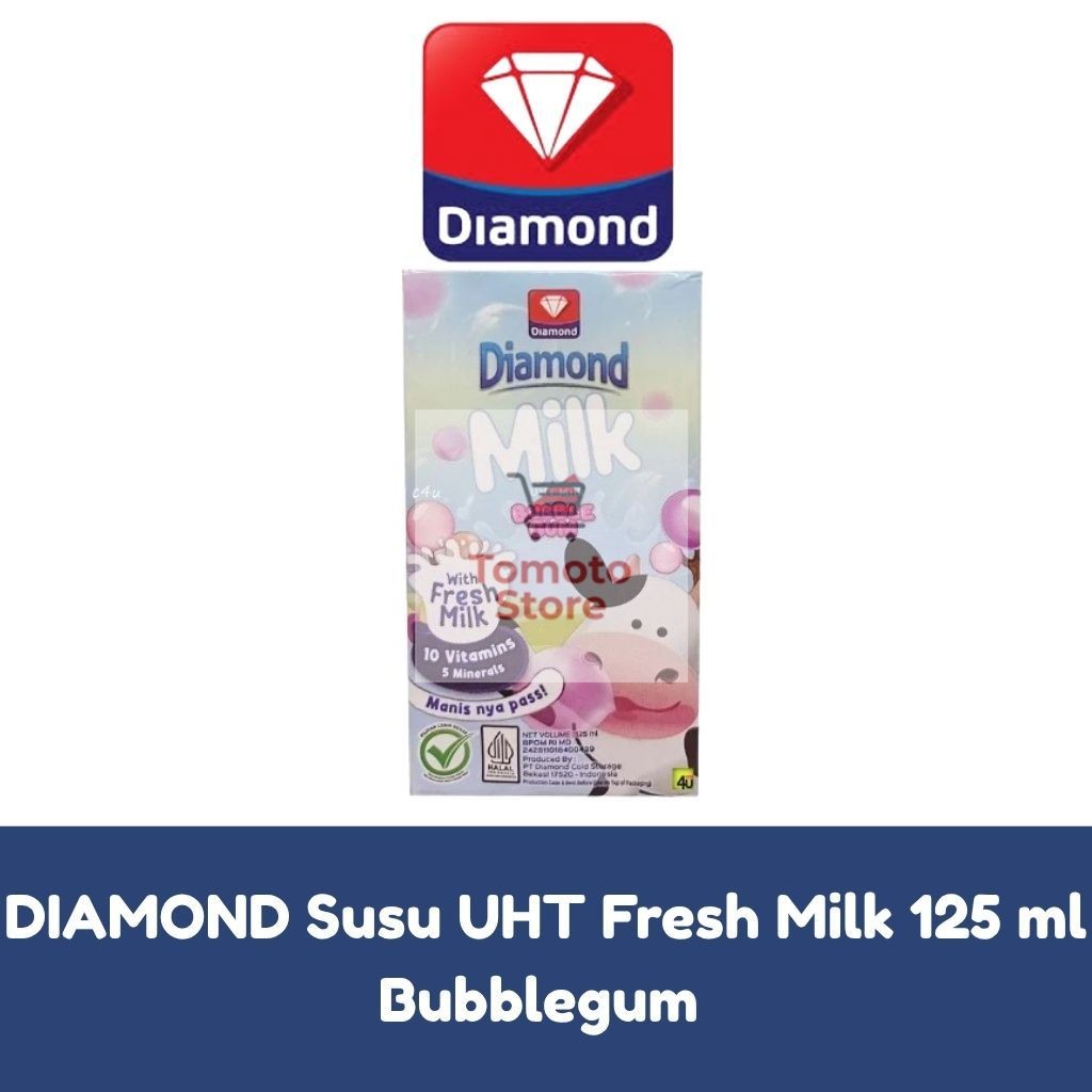 

✨ TOMOTOSTORE ✨ DIAMOND Susu UHT Full Cream Fresh Milk 125 ml - Bubblegum