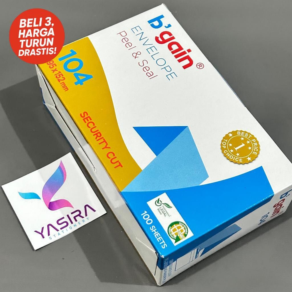 

SATU PACK 100 LEMBAR Amplop Sedang Polos B'Gain 104
