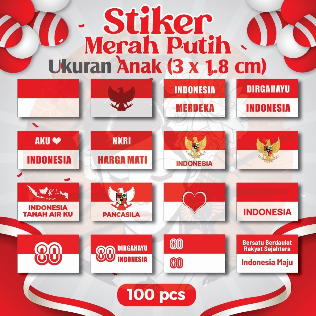 

Stiker Pipi Merah Putih 100 Pcs / Sticker Bendera Pipi / Stiker Tempel Pipi / Ukuran Kecil Anak