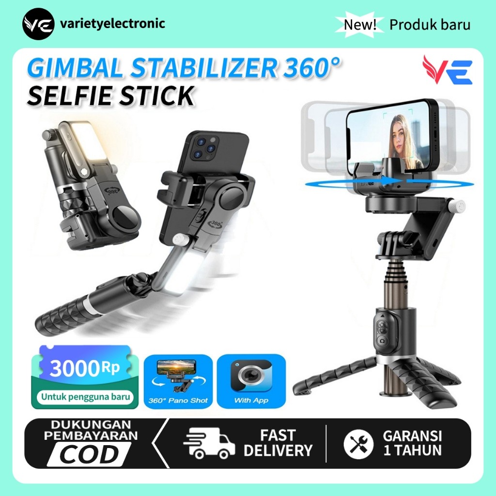 Ready stockGimbal Stabilizer Q18 Gimbal Stabilizer Handphone Gimbal Hp Stabilizer Tongsis Hp Bluetoo