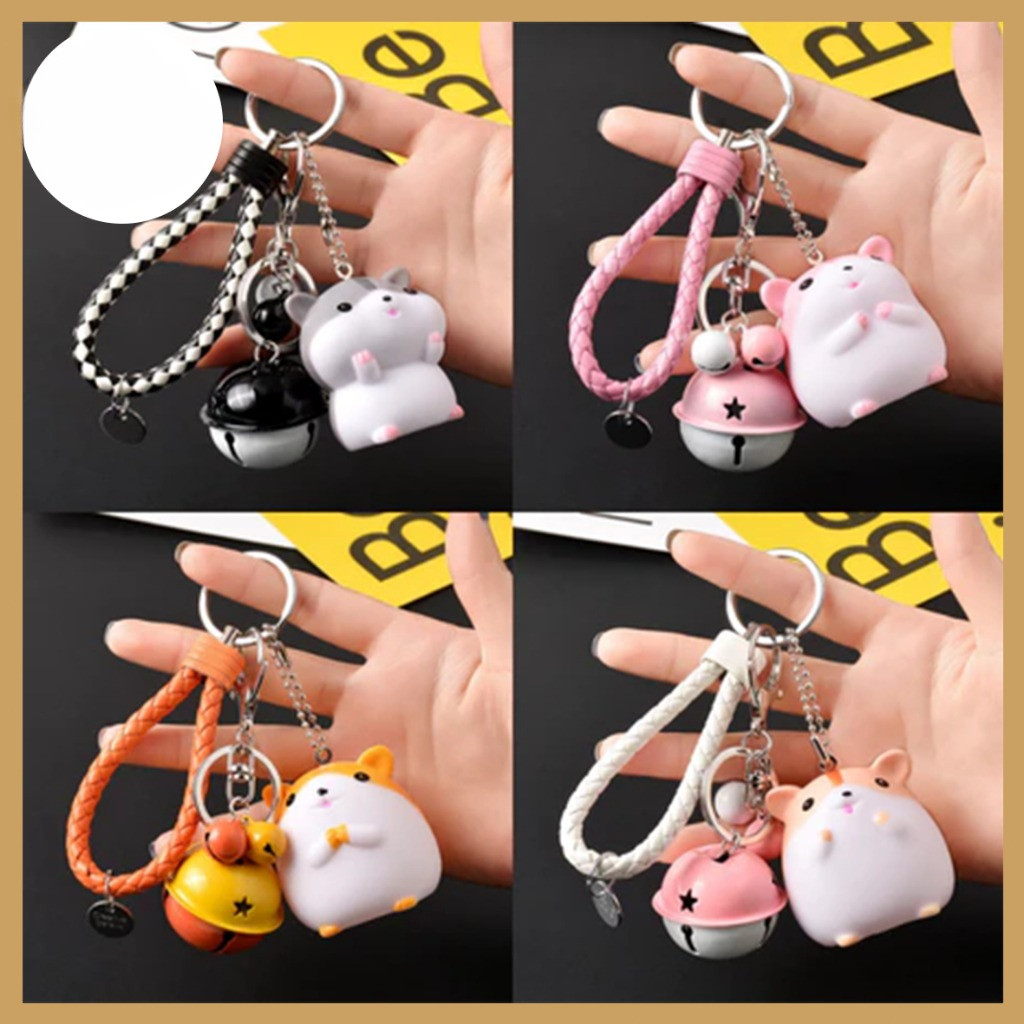 Gantungan Kunci Hamster Lucu Chubby Keychain Motor Mobil Tas Cute Dengan lanyard dan lonceng