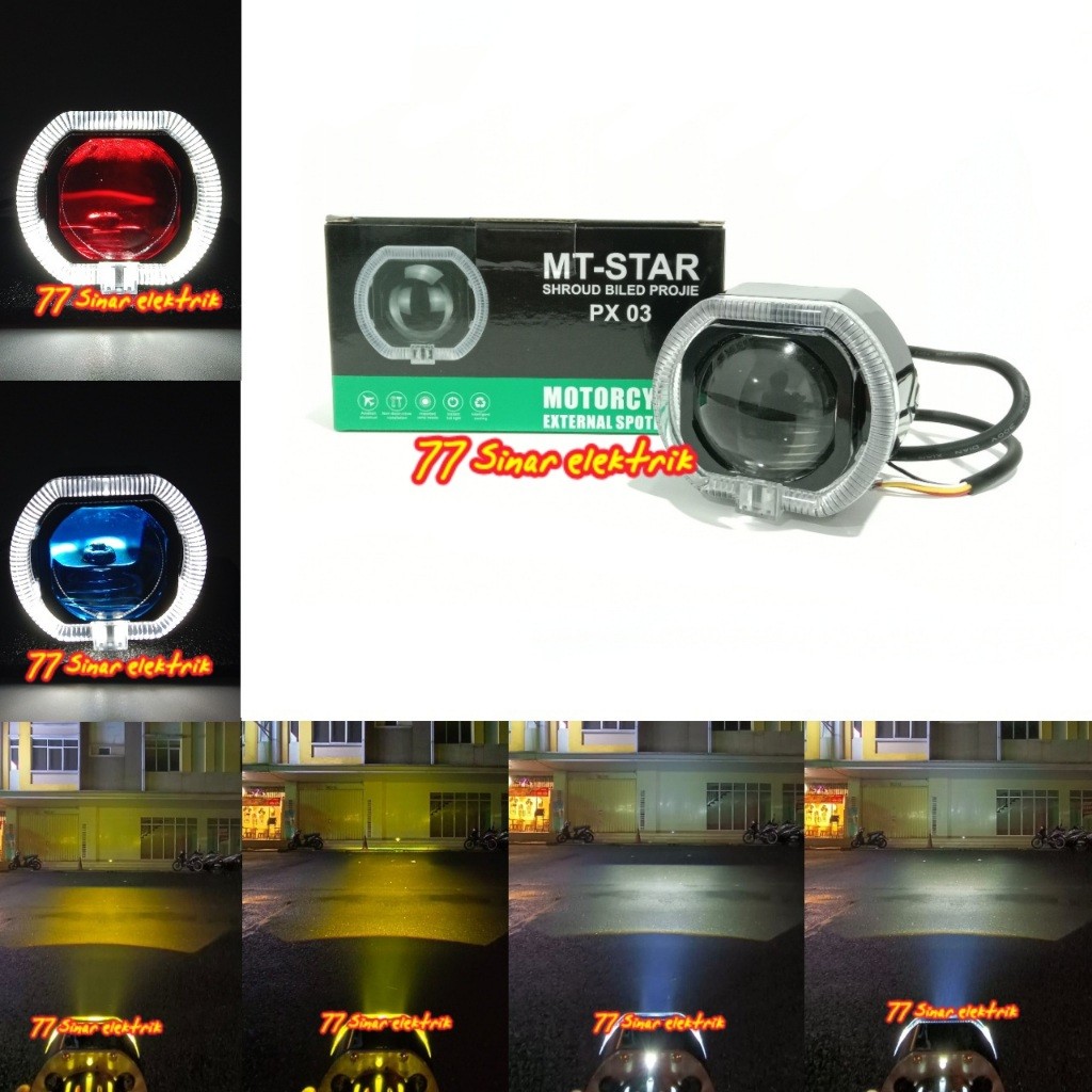 BOBUNSHOP  Lampu Projie Biled Matrix 2.5 Inch Body Hitam Cahya 2 Warna Lampu Utama Motor Projie Bile
