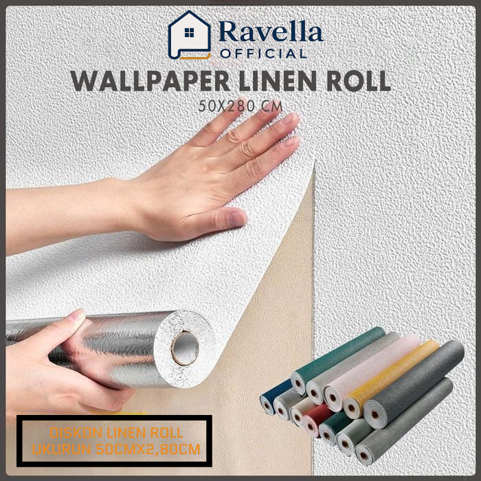 (COD) Linen Tebal Wallpaper busa foam Linen Roll Wallpaper Dinding form Dekorasi Kamar Kelas atas st
