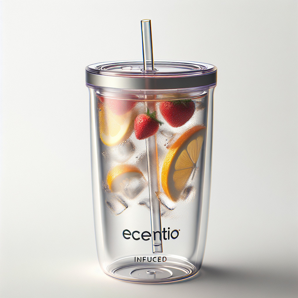 Botol Minum Sedotan Transparan Tumbler Infused Ecentio