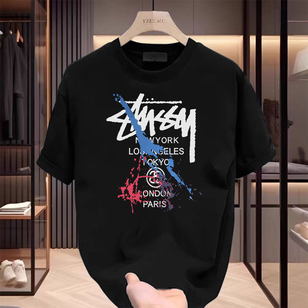 VBA   Merek trendi T-shirt  “stussy” Kaos Pria Distro Original 100% Premium QQ424Pakaian Berkualitas