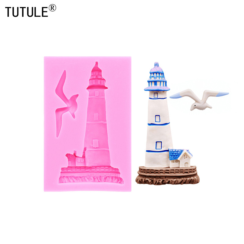 

3D Lighthouse resin Clay item jewelry Drip Silicone molds DIY Lighthouse candle Silicone Mold Chocolate fondant Cake Mould