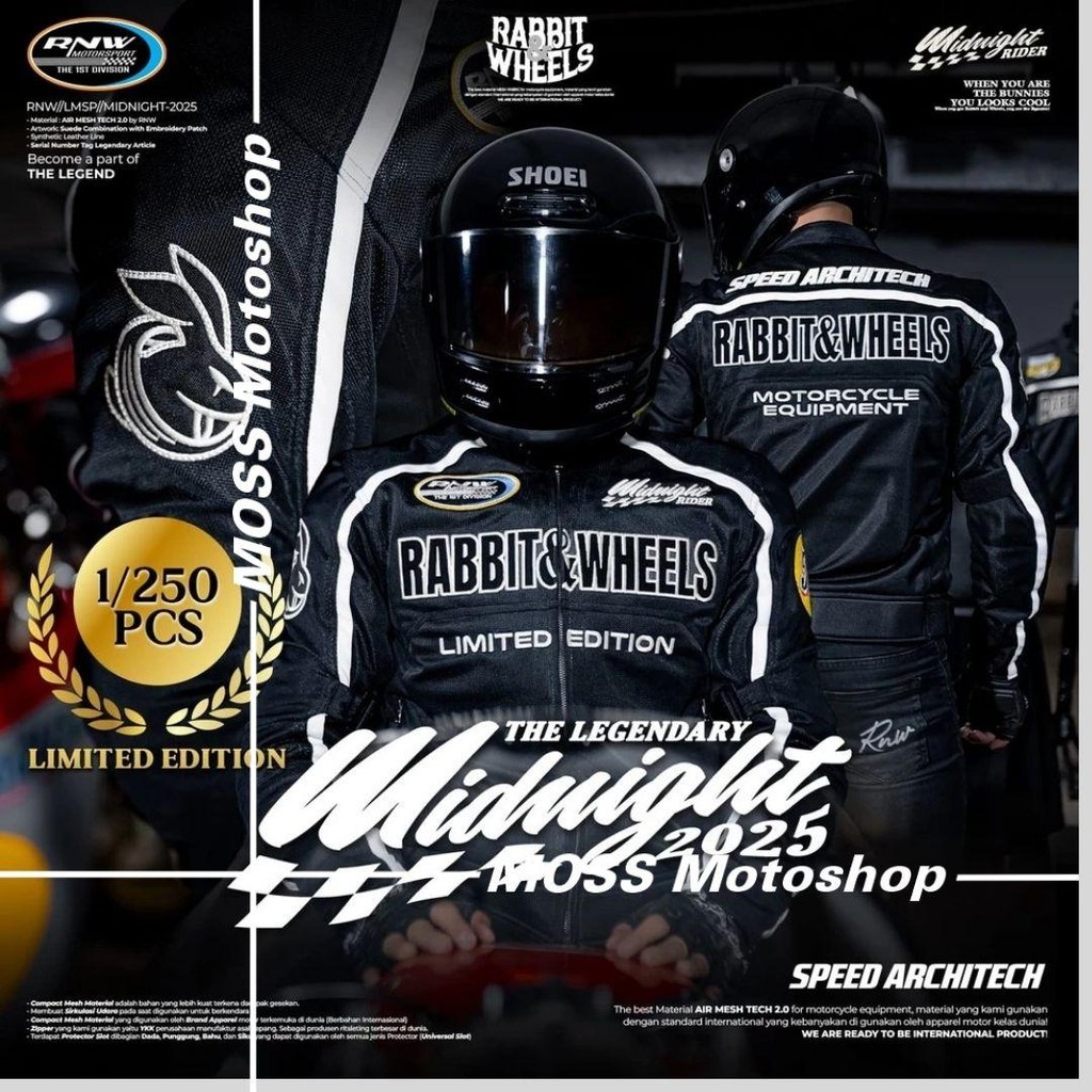 MIDNIGHT 2025 MOTORSPORT JACKET - RABBIT AND WHEELS | 100% ORIGINAL PRODUCT