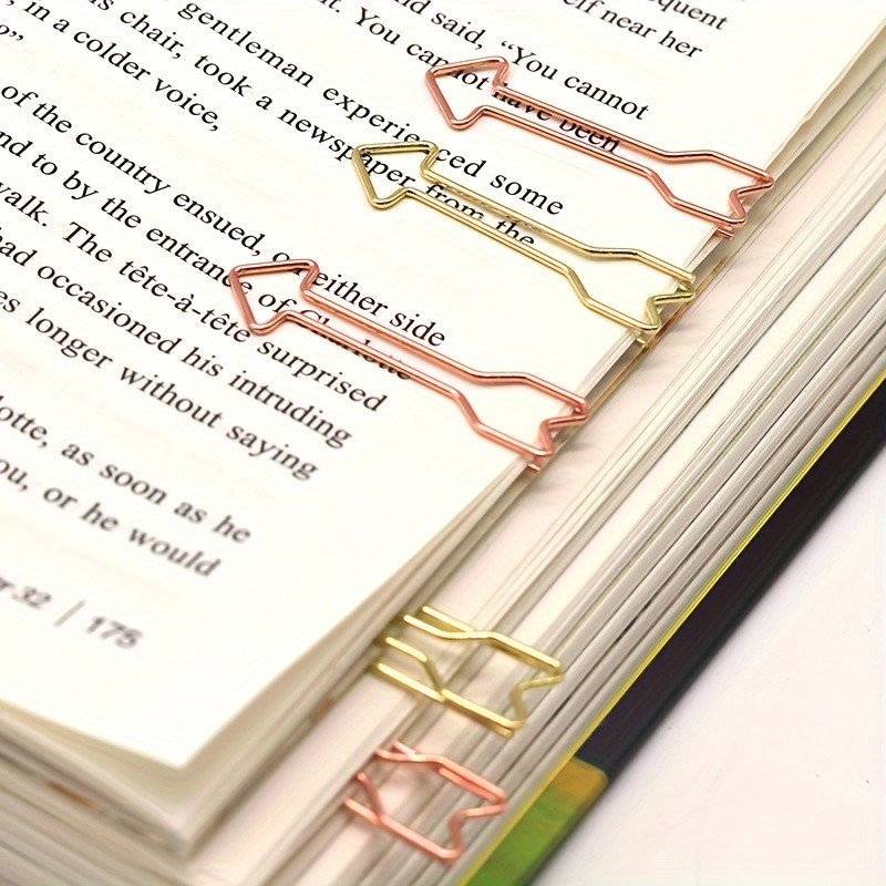 

10pcs Arrow-Shaped Metal Paper Clips - for Office, Memo, and File Binding, Durable Metal Construction, Paper Clips for Desk