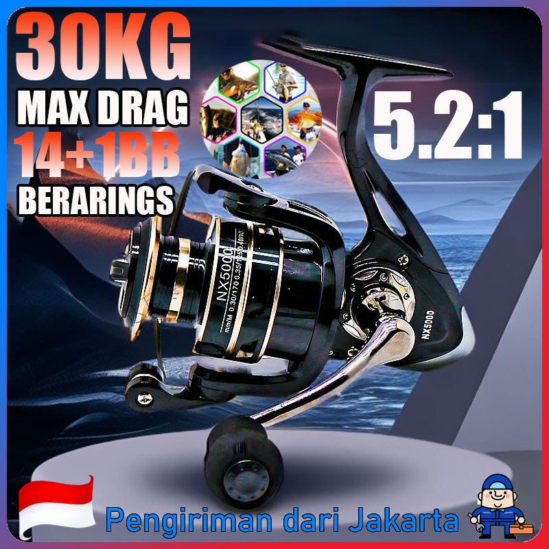 Reel Pancing Metal NX 1000-7000 Drag 30KG/ reel pancing besi / GulunganReelPancing lkan Logam Metal