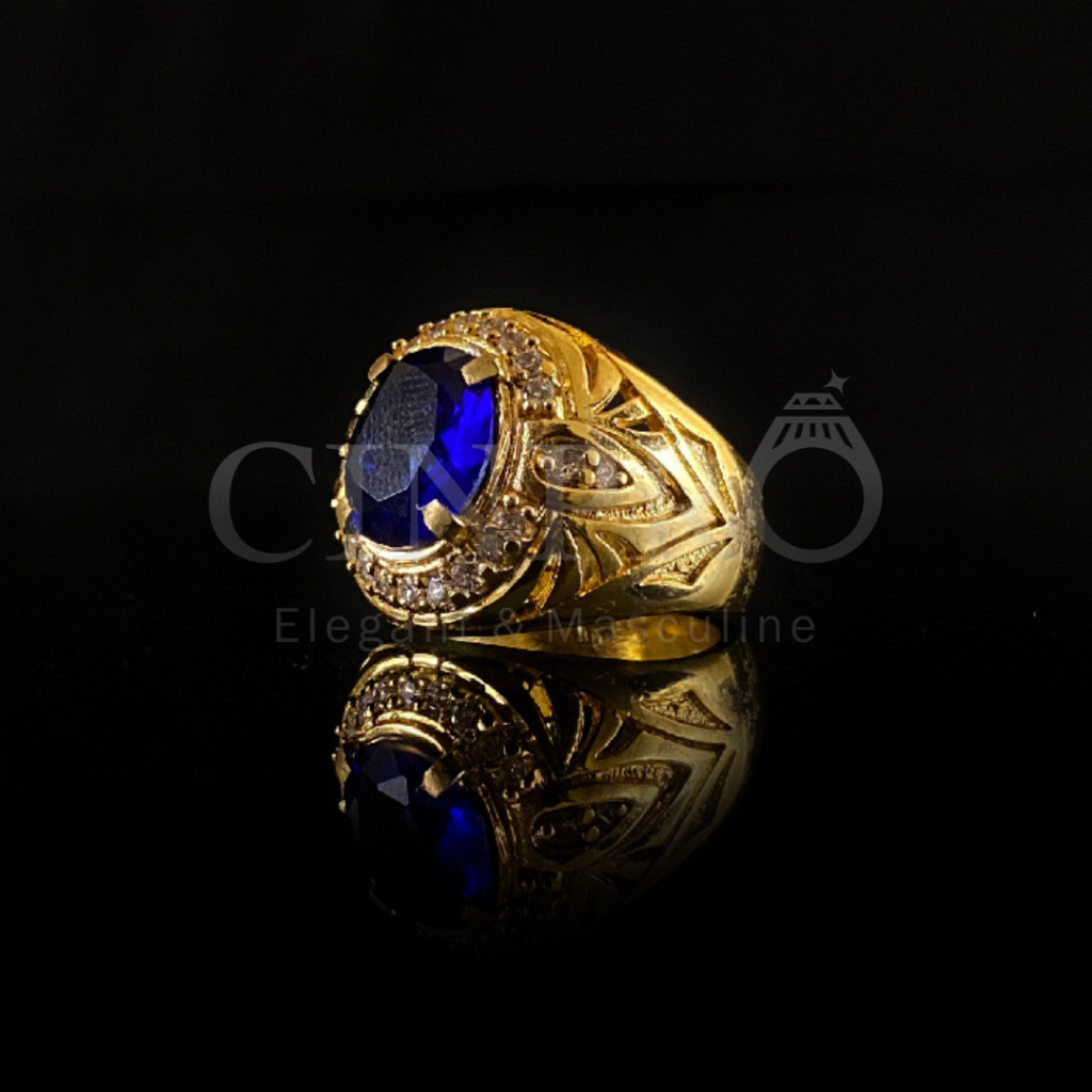 [COD] Cincin Batu Akik King Safir Biru + Gratis Box