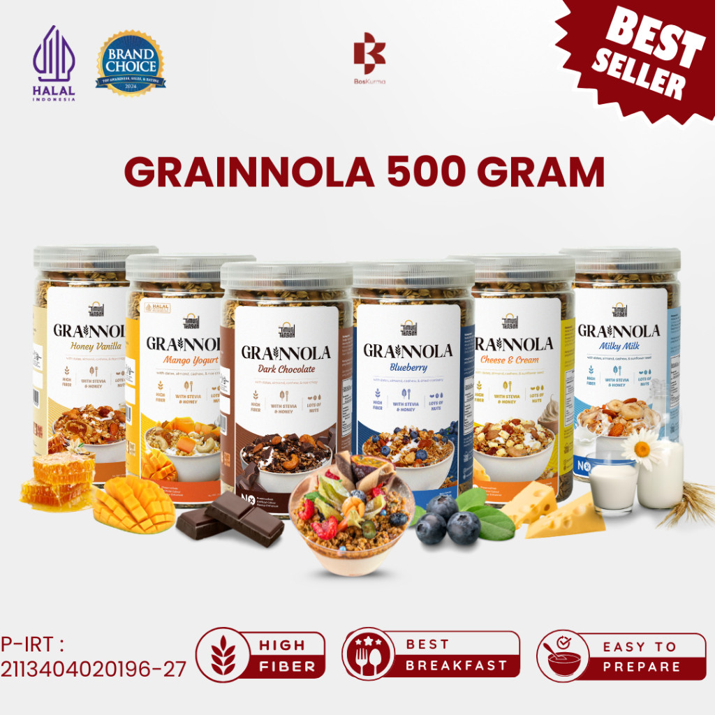

Grainnola-Granola Timur Tengah 500 Gram - Granola Sereal Sarapan Oatmeal Cemilann Diet